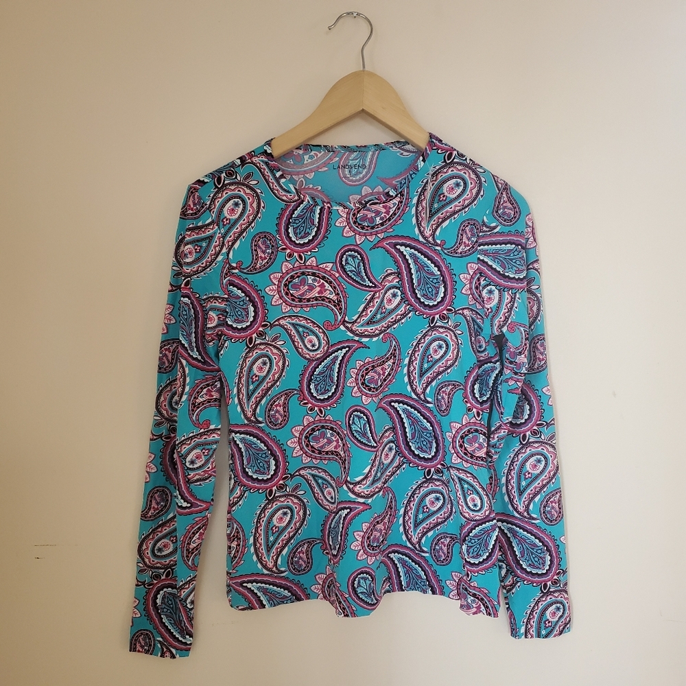 Lands End Small Paisley SPF 50 shirt 6-8 NWT